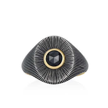 Men's Ponto Signet Ring Black Diamond Men's - Moritz Glik Men's black diamond