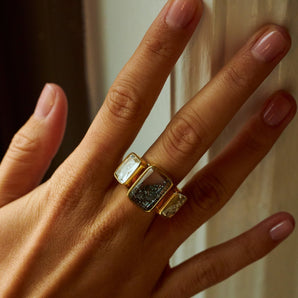 Ten Fourteen Triple Stack Ring Black & White product_description_first_two_sentences - shop_name