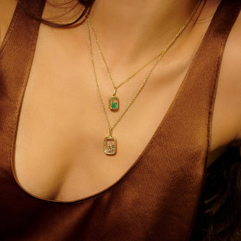 Ten Fourteen Necklace Petite Emerald Necklaces - Moritz Glik emeralds