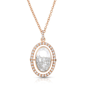 Halo Oval Shaker Necklace Necklaces - Moritz Glik diamonds Core