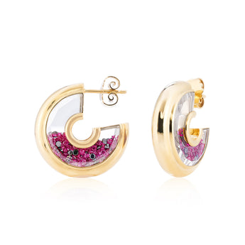 Letra 18 Earrings Black & Ruby Earrings - Moritz Glik Hoops Roda black diamond