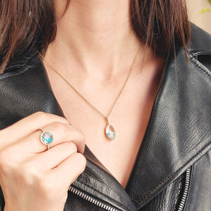 Petite Oval Paraíba Shaker Pendant Necklace - Moritz Glik other gemstones Paraiba Mother's Day