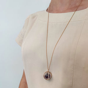 Purple Garnet Globe Pendant Necklace - Moritz Glik Kaleidoscope Colors Muda Core