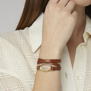Yellow Diamond Leather Bracelet Bracelets - Moritz Glik Leather Yellow Rose Cut diamonds